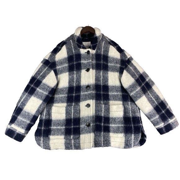 Madewell Shirt Jacket Womens 2XL Plaid Shacket Oversized Wool Blend Fall Coat - Picture 1 of 16